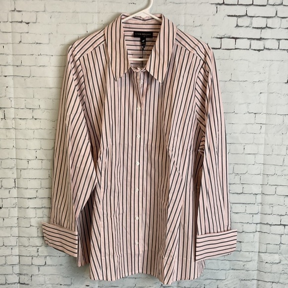 Lane Bryant NWT Button Front Essential Shirt Sz 22 Pink Black Work Preppy Office - Picture 3 of 16